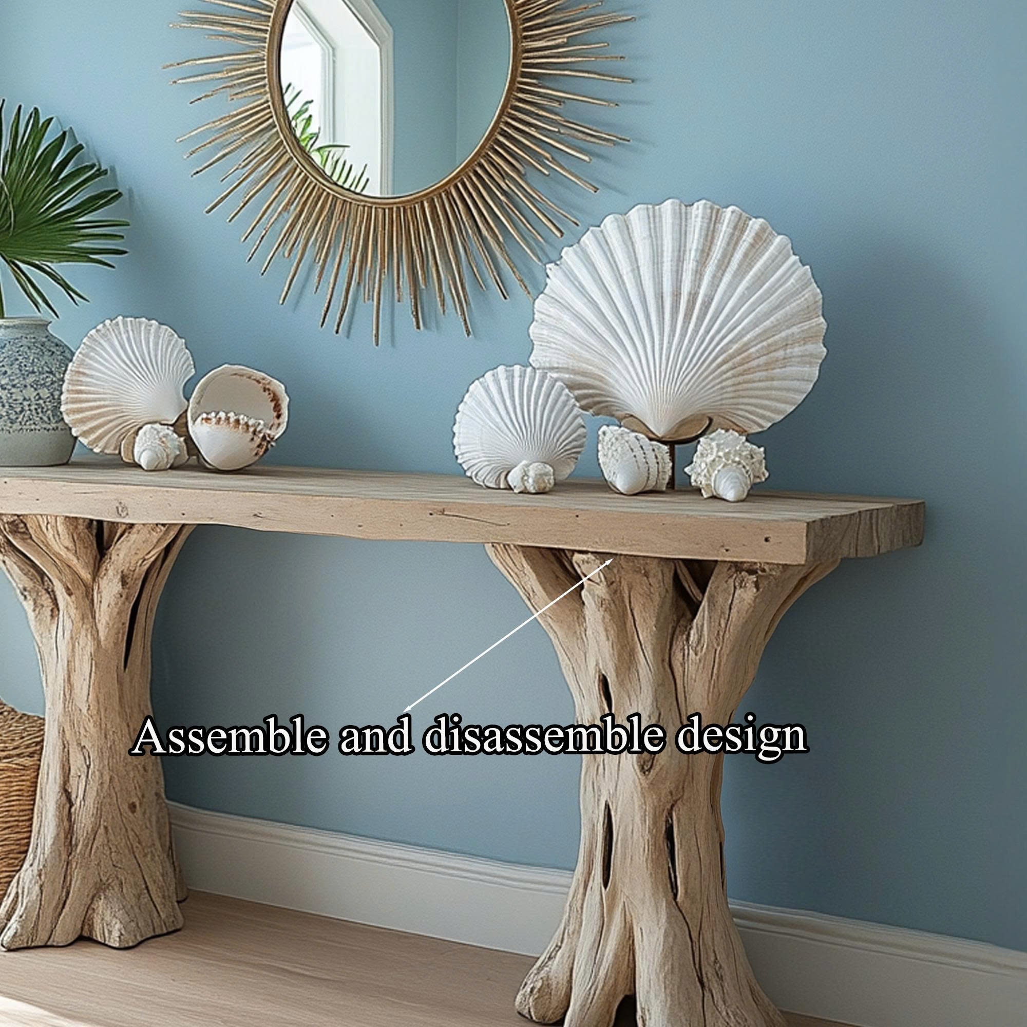 Coastal Driftwood Console Table Natural Tree Trunk Legs SINLSACS062