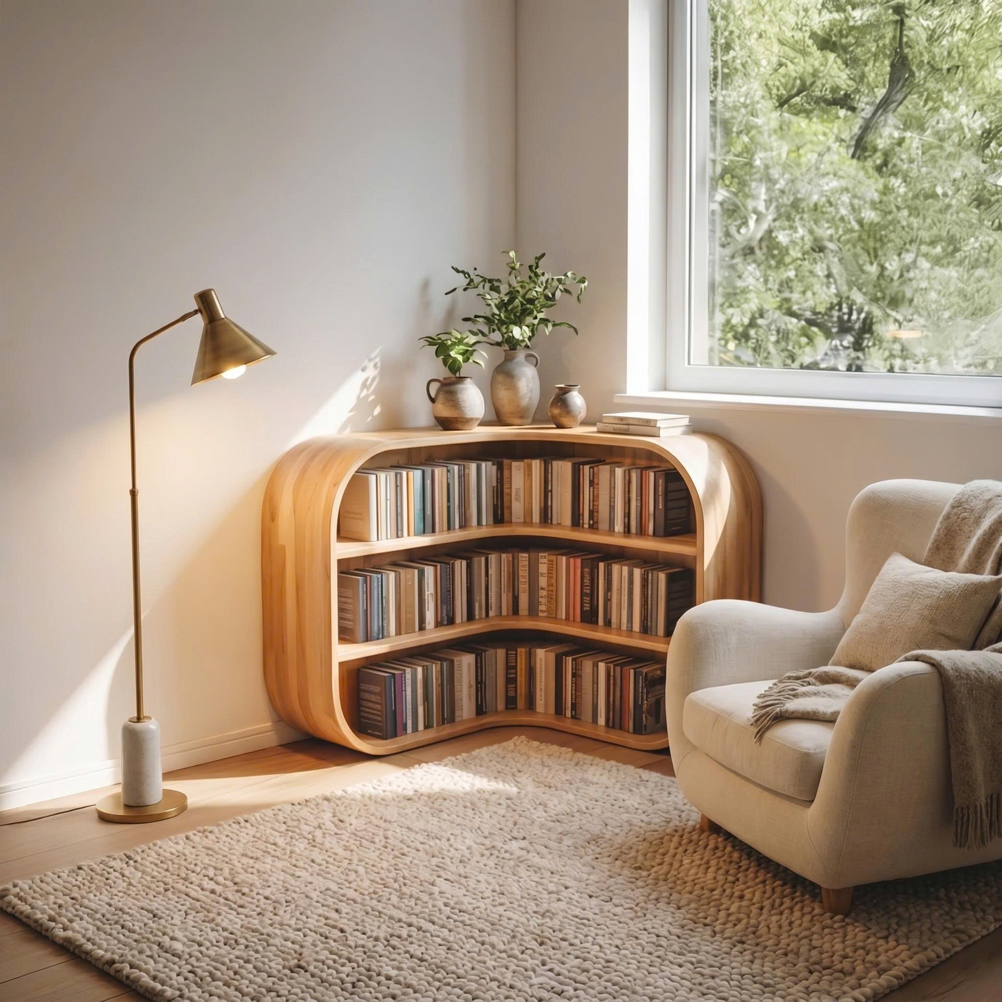 Mid Century Corner Bookshelf Living Room Or Study Room SINLSASC289