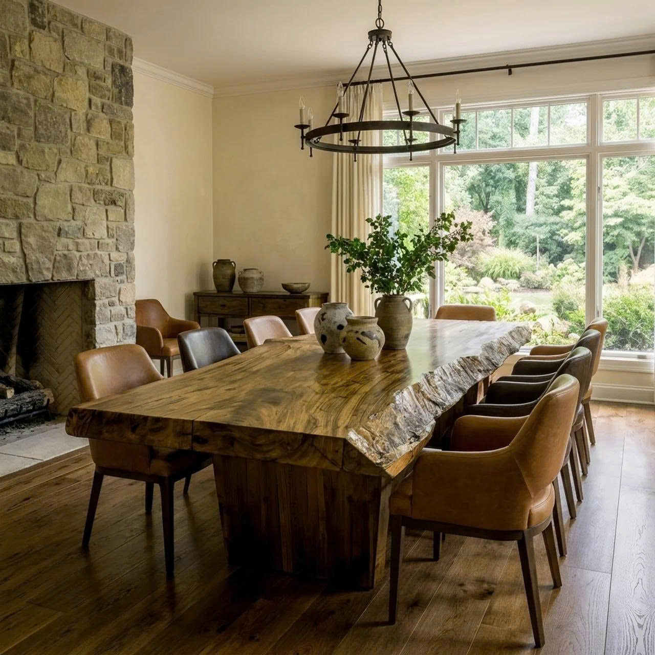 Mid Century Live Edge Table Dining Room SINLKIDT081