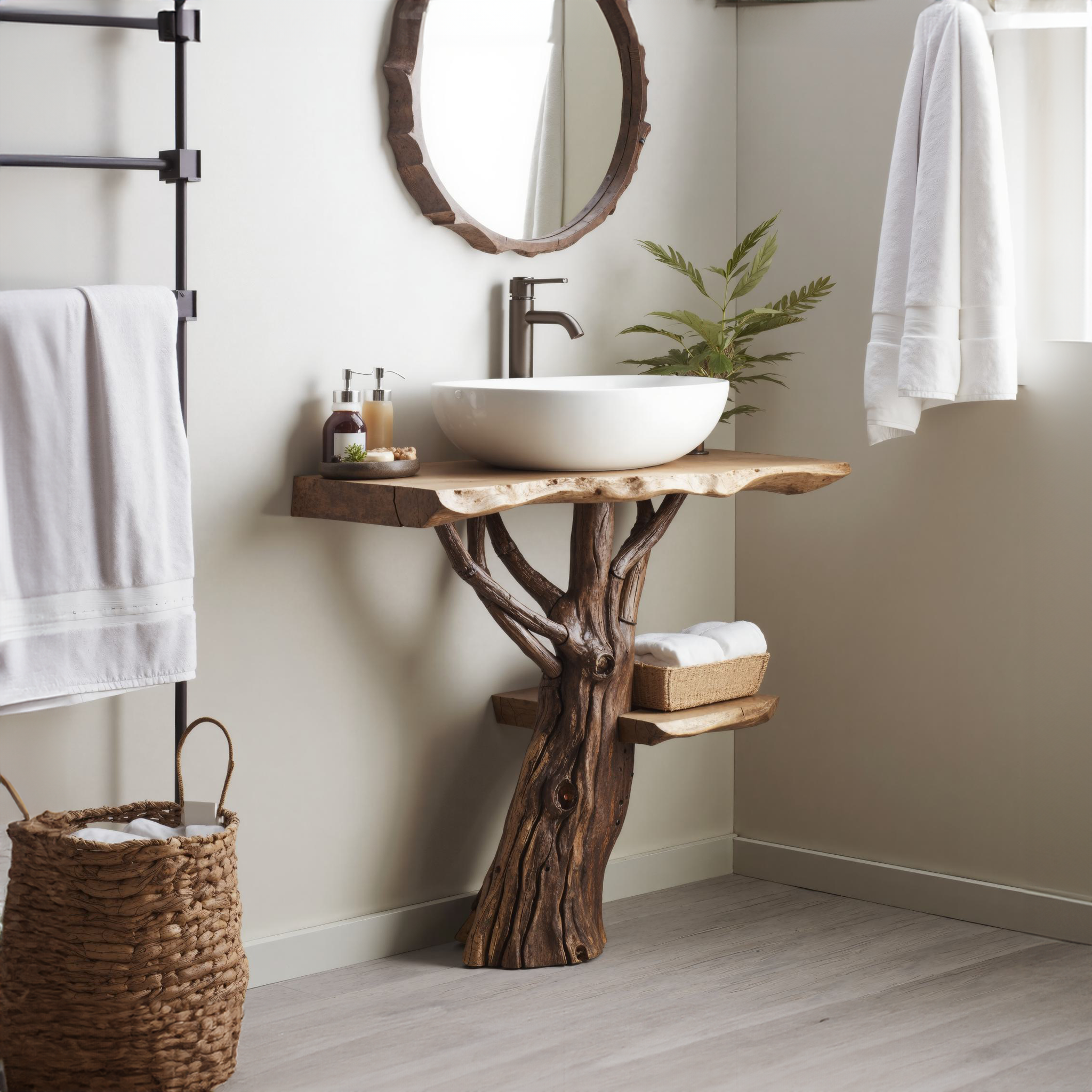 Handcrafted Wooden Vanity Bathroom Sink SILDTBRV021