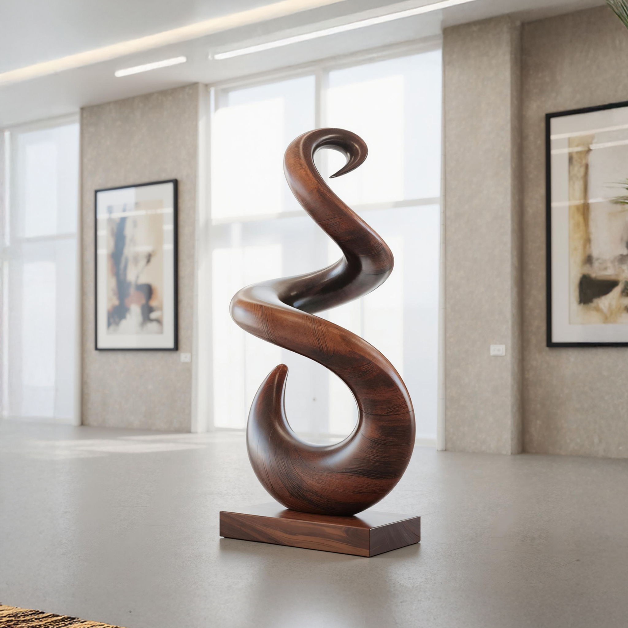 Hand Carved Abstract Wooden Sculpture For Yard Decor SILDTAS005