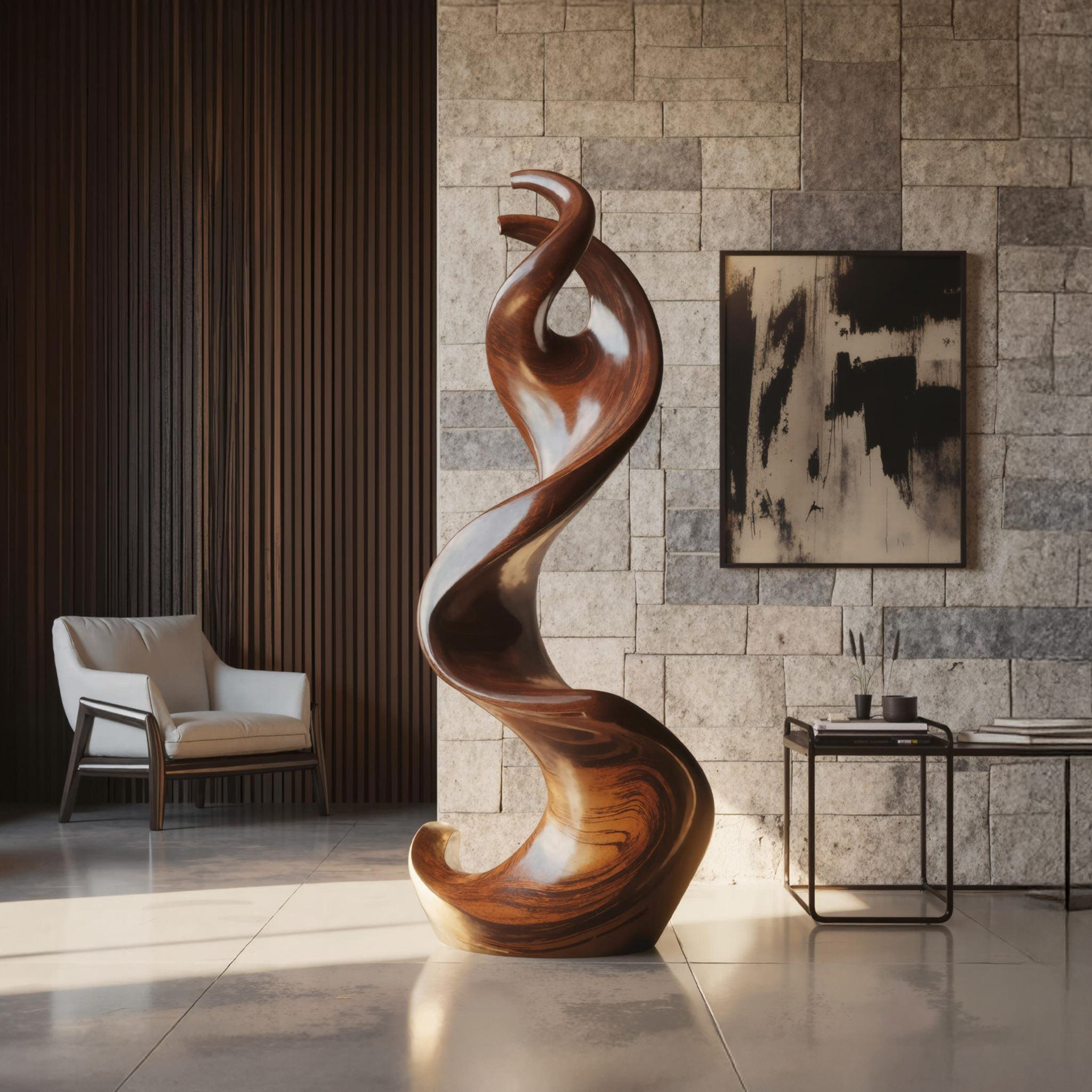 Farmhouse Large Twisted Spiral Floor Art For Living Room SILDTAS002