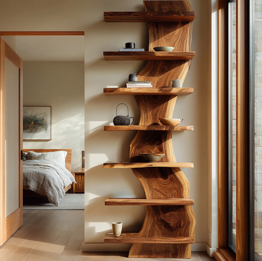 Organic Modern Wood Standing Shelf For Living Room RTTHHNSS001