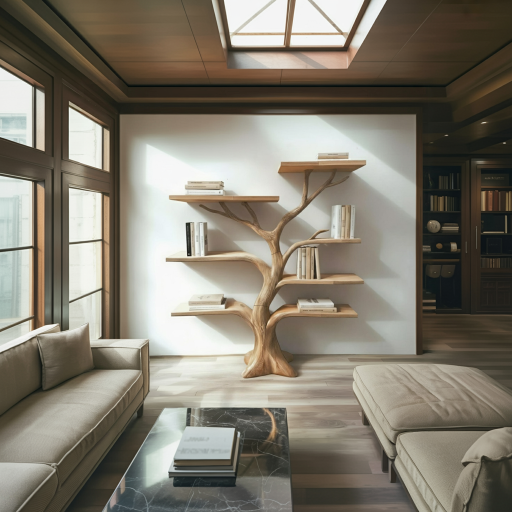 Rustic Organic Tree Bookcase Living Room Or Office SINLKITB573