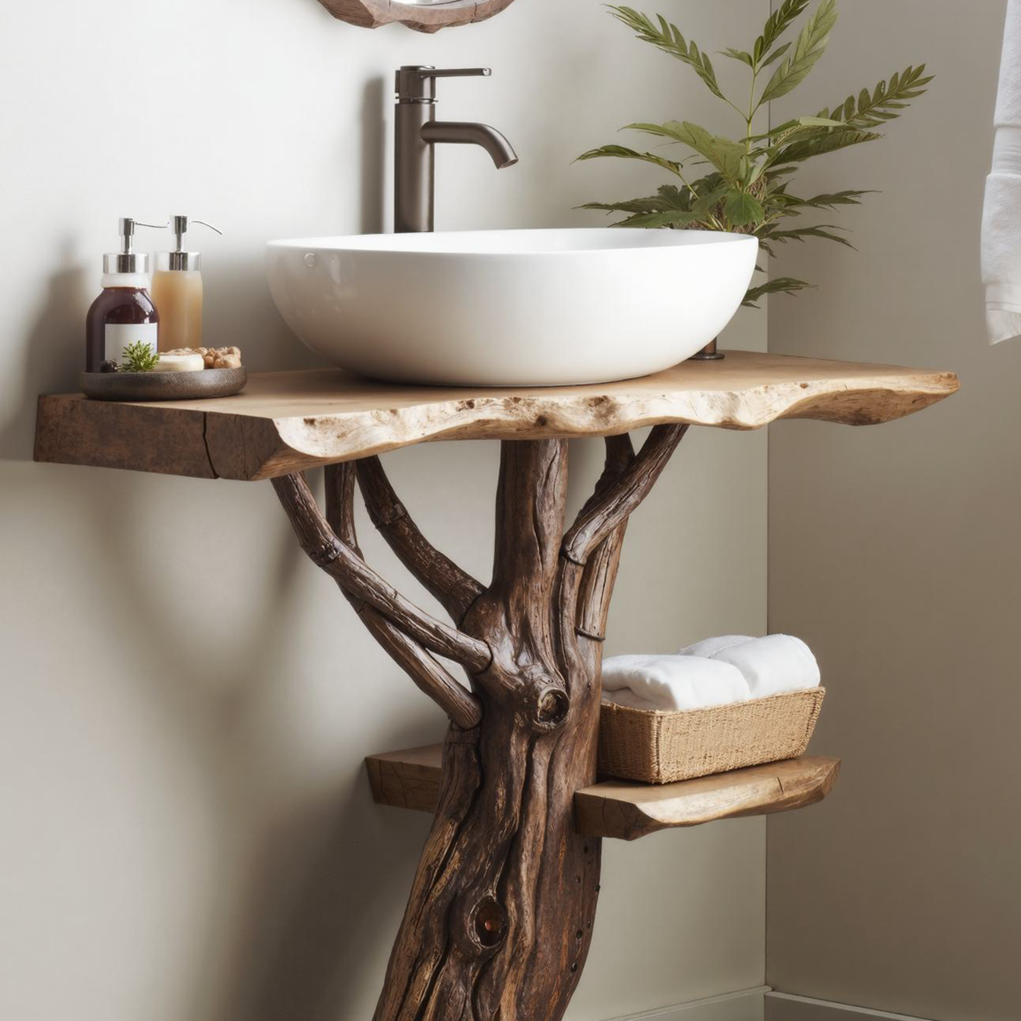 Handcrafted Wooden Vanity Bathroom Sink SILDTBRV021
