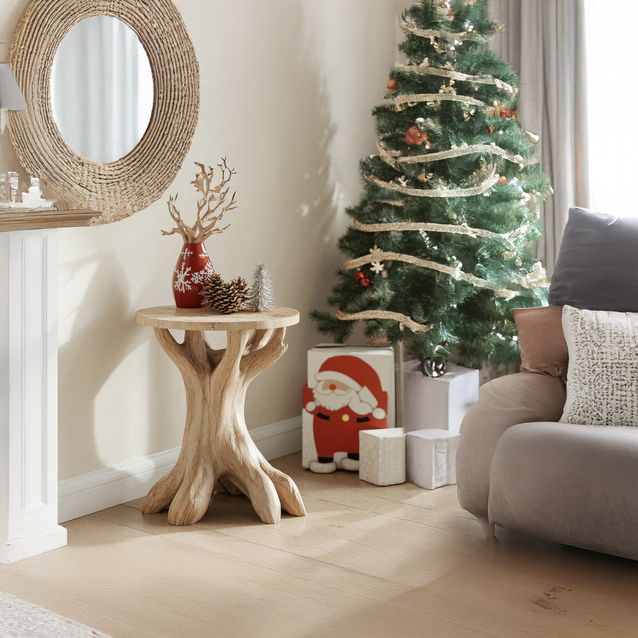 Farmhouse Live Edge End Table Christmas Decor SILDTENC028