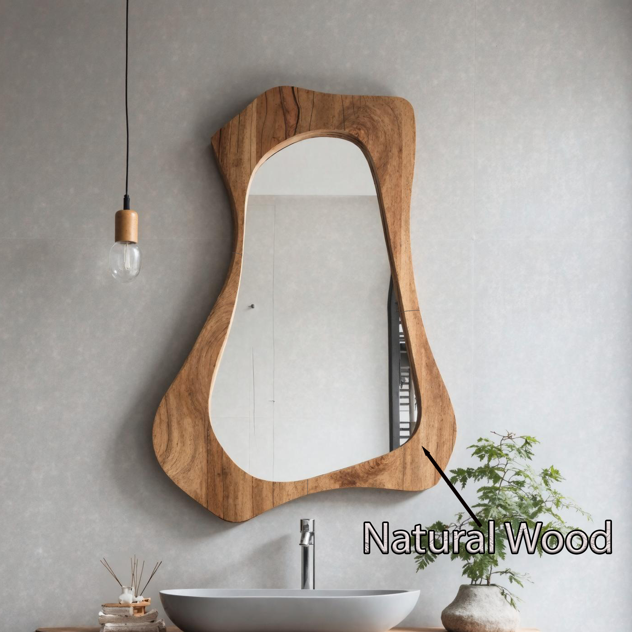 Handcrafted Solid Wood Mirror For Garden Wall Design SILDTMI071