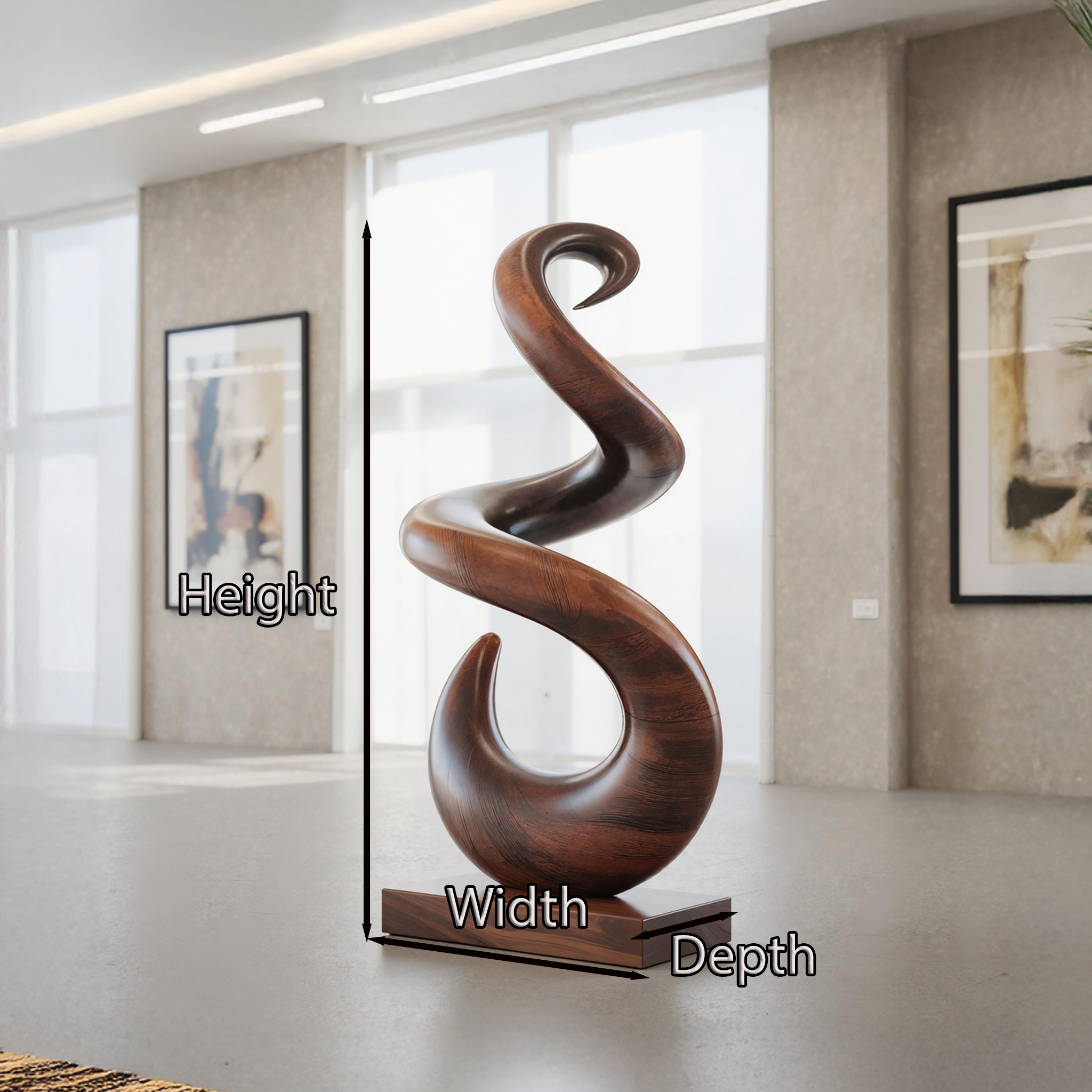 Hand Carved Abstract Wooden Sculpture For Yard Decor SILDTAS005